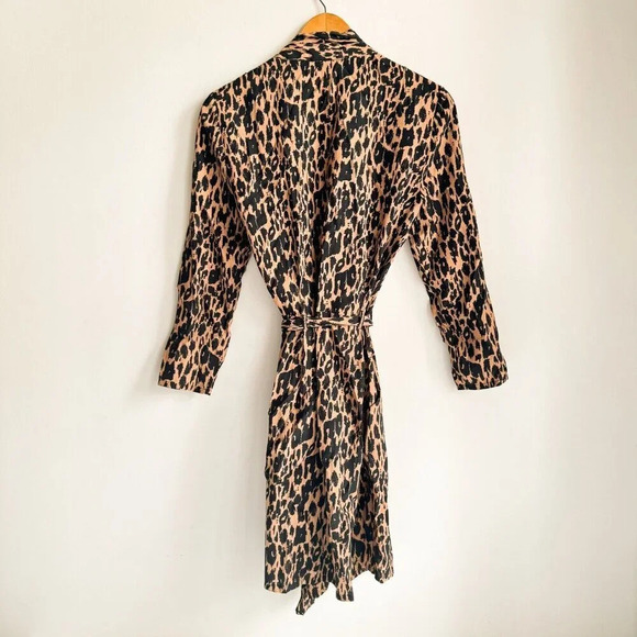 Ganni Animal Print Long Sleeve Wrap mini dress S/M - Picture 3 of 7